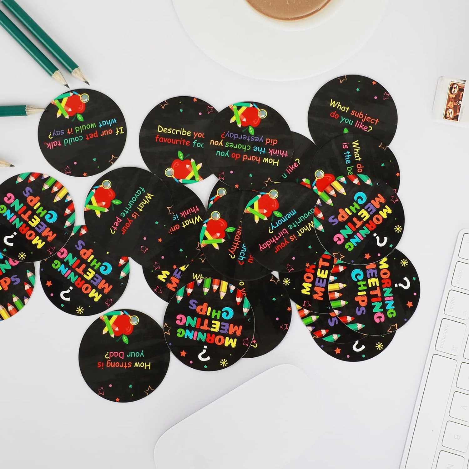 60Pcs Morning Meeting Chips for Students, Questions Cards Classroom Conversation Starters Ice Breaker Ideas Question Game, Improve Communication Listening Vocabulary Skill Supplies Teacher Supplies : Office Products