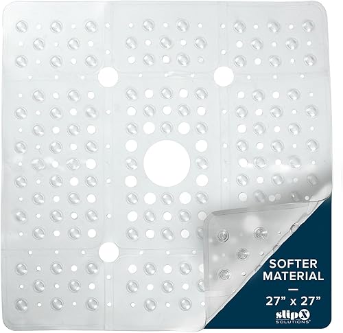 Miniatura 78 de SlipX Solutions Paquete de estuches – Tapete de ducha cuadrado, extra grande de 27 x 27 pulgadas, tapete antideslizante para ancianos y niños