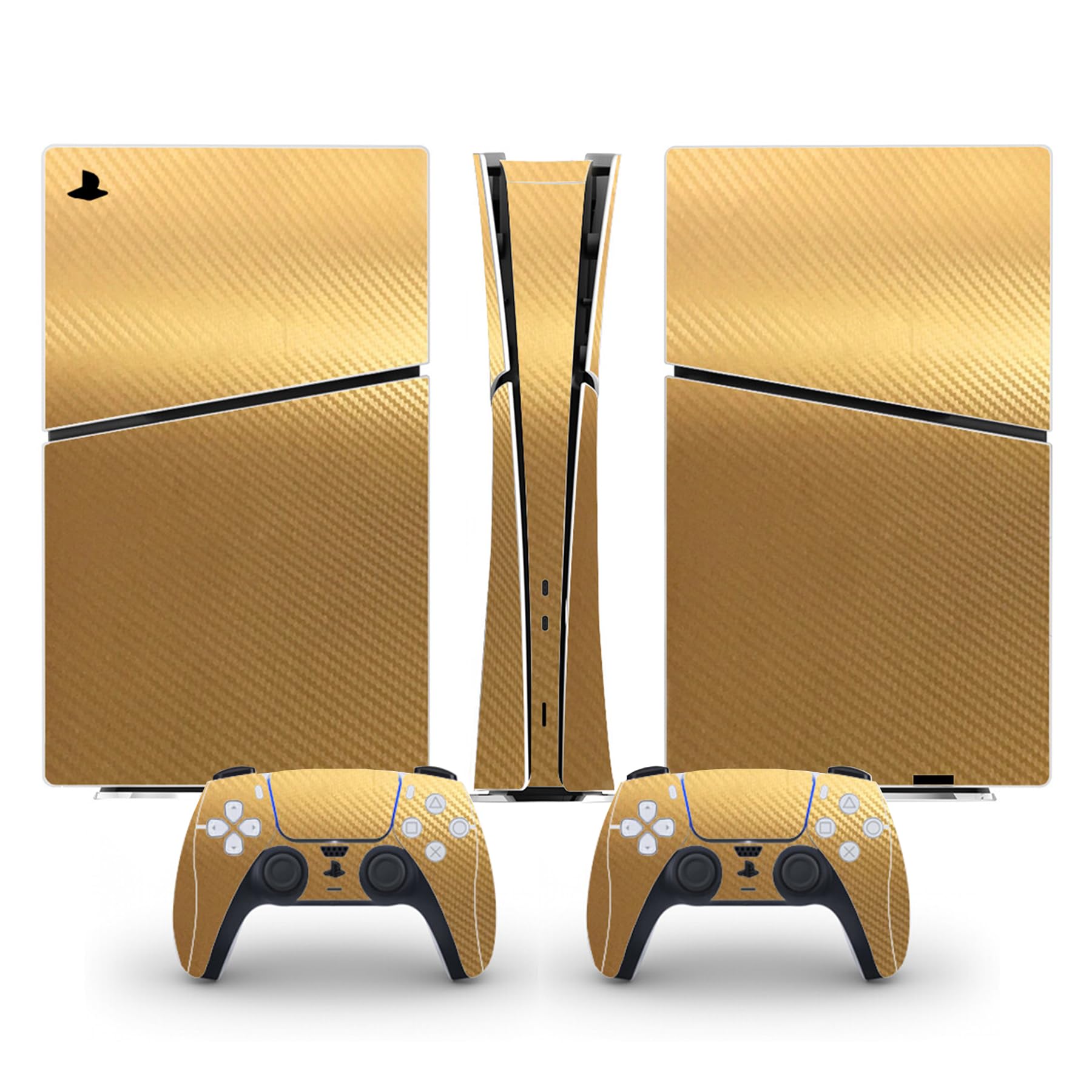 Skin Sticker for PS5 Slim Console Protective Cover Decal Wrap for Digital Edition Controller Gold