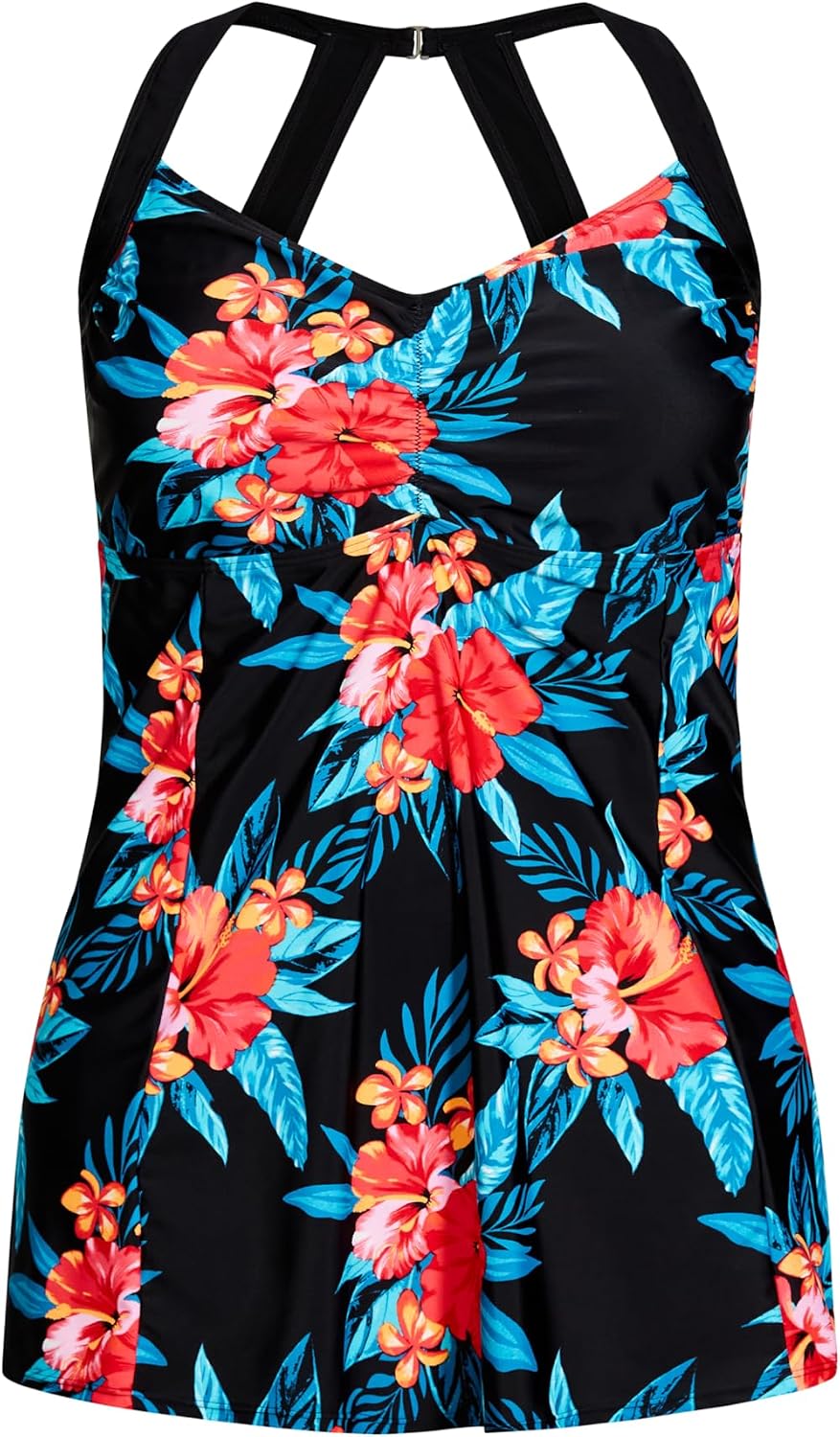 EVANS Women's Plus Size Swim Dress H Bk PRT
