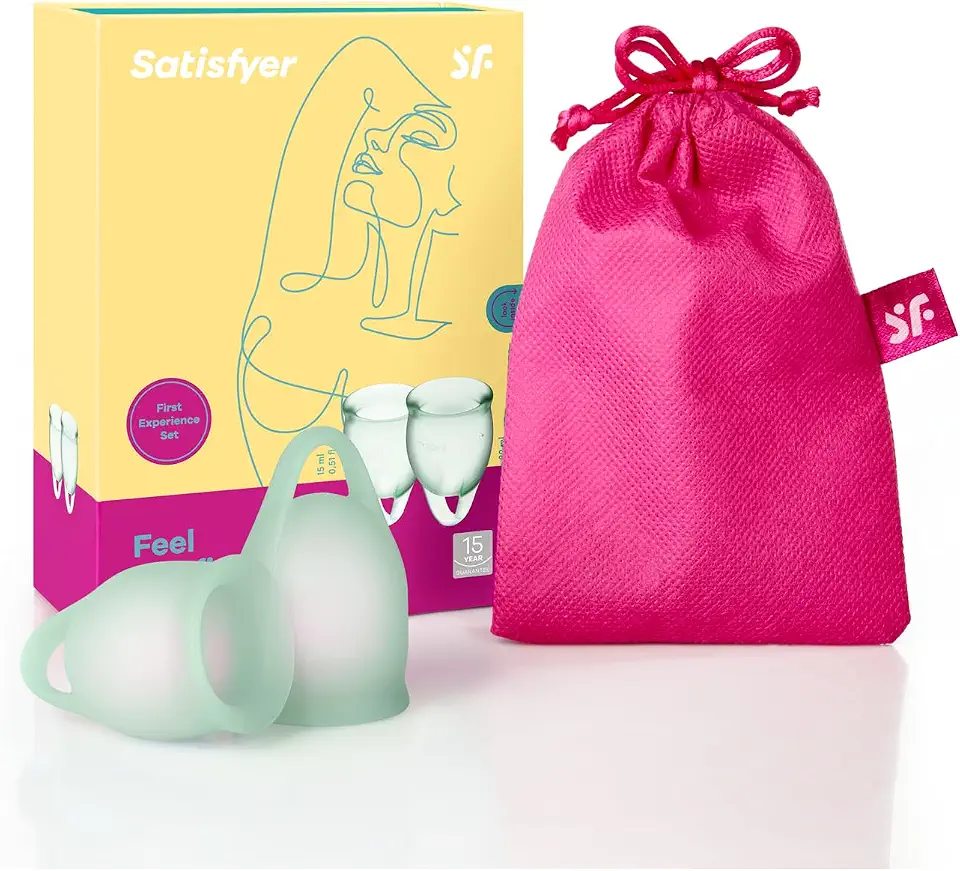 Satisfyer Feel Confident Menstruationstasse 2 Stück | Wiederverwendbare & nachhaltige Menstrual Cups, 15 & 20 ml | Einfache Reinigung & Komfortabel | Langlebiger Schutz medizinisches Silikon: Grün