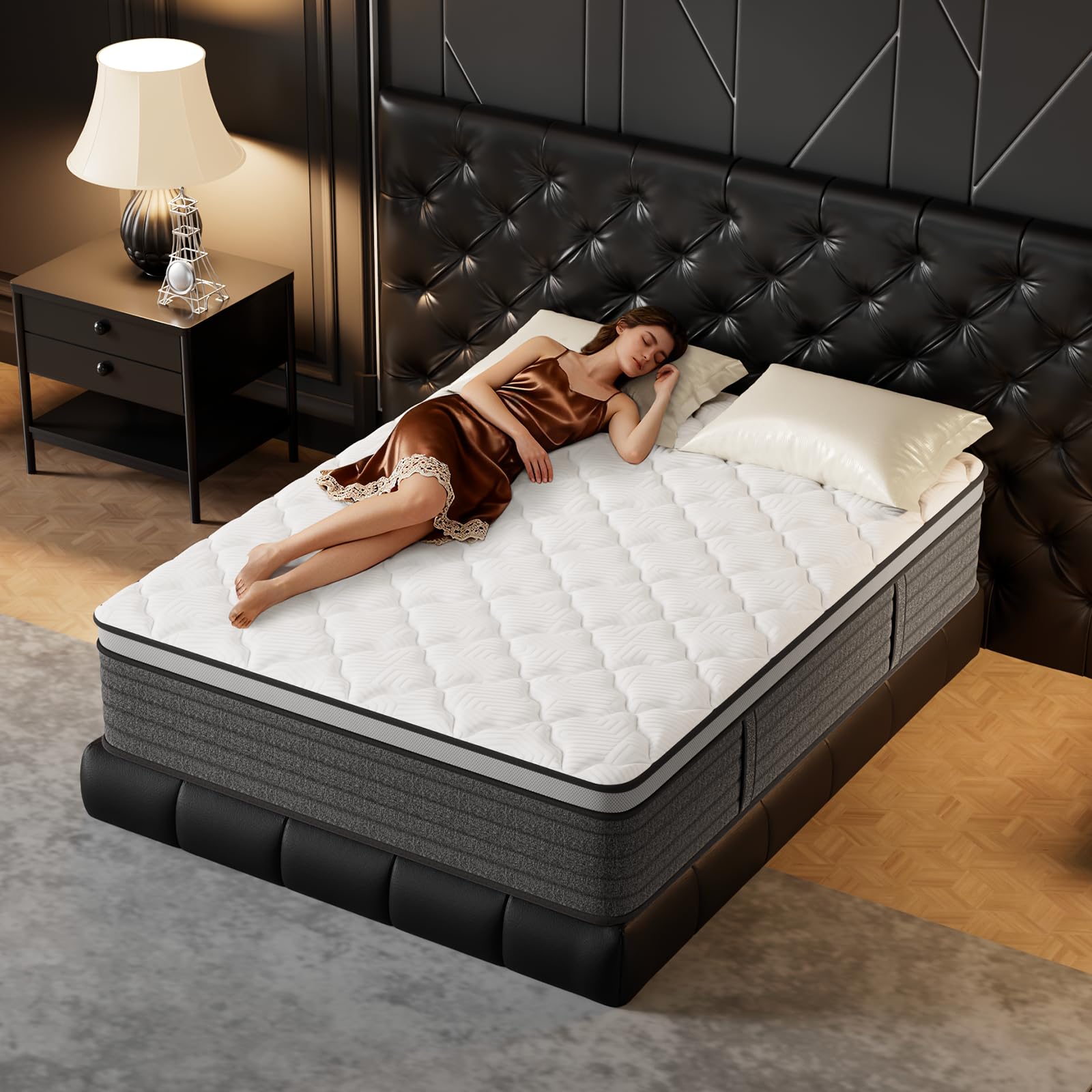 PUBPLON Full Mattress 12 Inch Hybrid Full Size-Gel Memory Foam Mattress in a Box, Individually Wrapped Pocket Spring, Pressure Relief Edge Support,