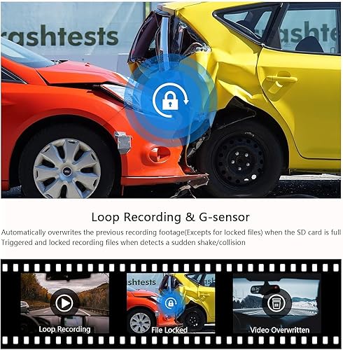 Miniatura 4 de Cámara de tablero de 3 canales frontal y trasera en el interior, cámara de tablero de 1080P para automóviles, cámara triple triple para automóvil