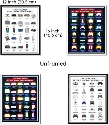 Miniatura 4 de Noare Decoración de dormitorio de juegos, control remoto y consola, arte de pared para habitación de niños, pósteres de 12 x 16 pulgadas, 2 piezas,