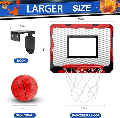 Miniatura 2 de Juego de aros de baloncesto para interiores, aro de baloncesto mejorado para pared, patio, exterior, juego de aros para colocar sobre la puerta con