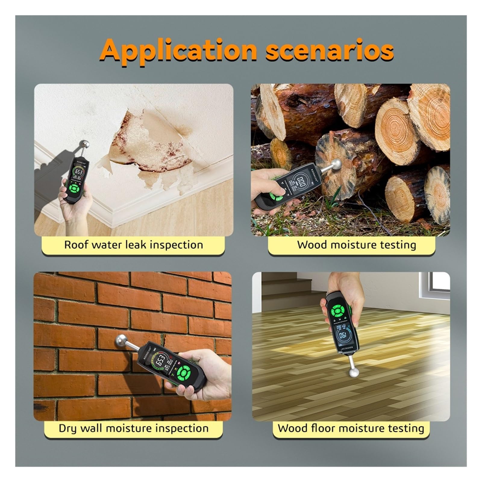 Legno MoistuMeter Rilevatore di umidità del legname Schermo LCD Igrometro Allarme Umidità Tester Rilevamento senza pin Per uso fai da te