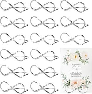 16 STK Tischkartenhalter Hochzeit, Silber Metall Menükartenhalter, Tischnummer Halter Ständer, Tischkartenclips, Sitzetiketten Nachrichtenclips für Hochzeit Party Tischdekoration Foto Displayständer