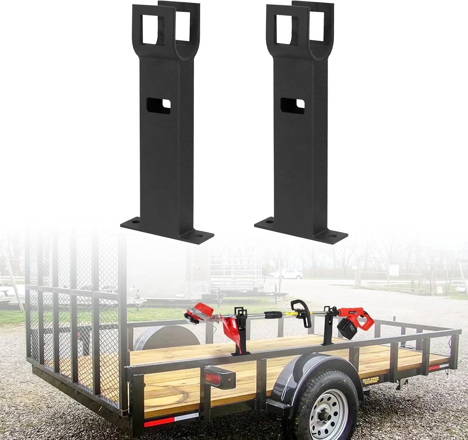 Lockable Mower Rack (with Shock-Absorbing Pads) | A single-tier mower rack for trailers and a mower mounting base, ensuring the safe transport of mowing equipment