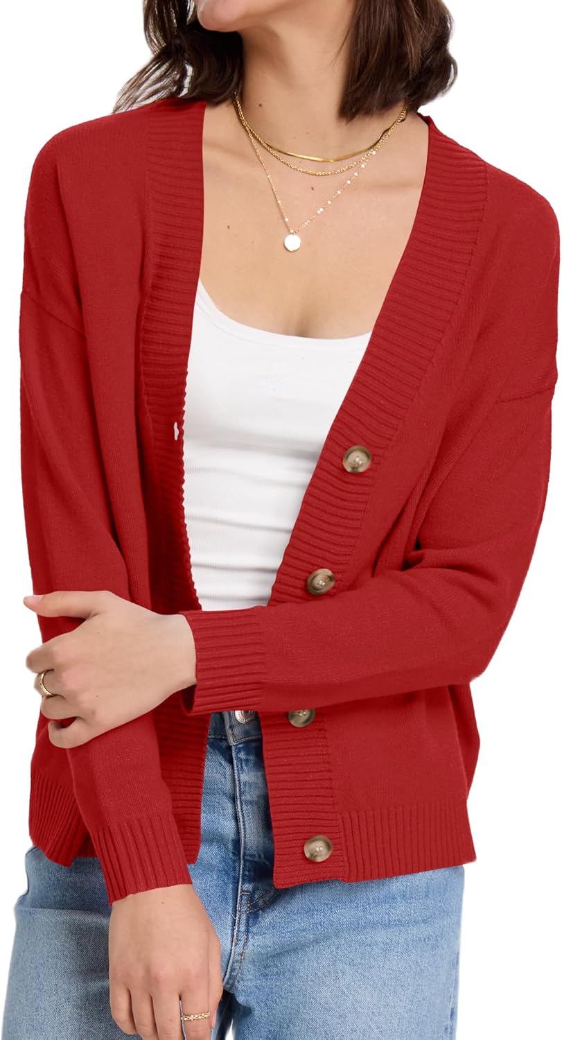LOMON Women's Button Down Cardigan Sweaters Fall Long Sleeve Open Front Soft Cardigan Casual Loose Knit Coat Outerwear - Image 2