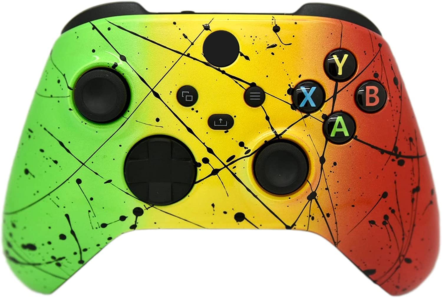 Hand Airbrushed Fade Custom Controller Compatible with Xbox Series X/S &amp; Xbox One (Series X/S Rasta Fade)