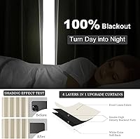 Vista 6 de Topfinel Cortinas Opacas y Cortinajes Marfil Crema de 84 Pulgadas de Largo, Beige con Pliegues Pinzados Completamente Opacas de Lino Natural