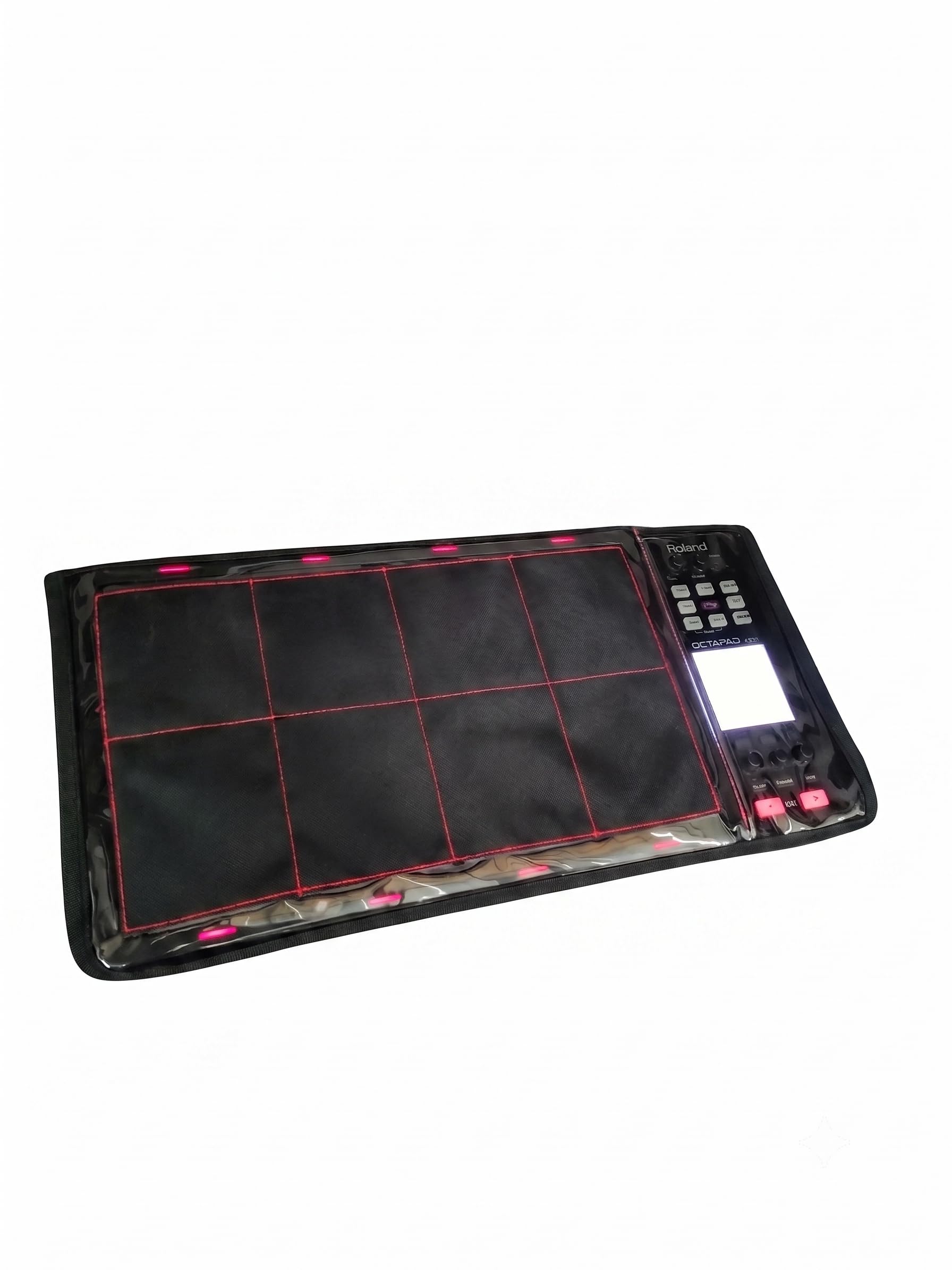 ZORA Protective Cover Bag for Roland SPD-30 OCTAPAD DUST Cover | Padded Interior, Clear Window Panel, Zipper Closure, Dust Protection, Black with Red Stitching-image-45