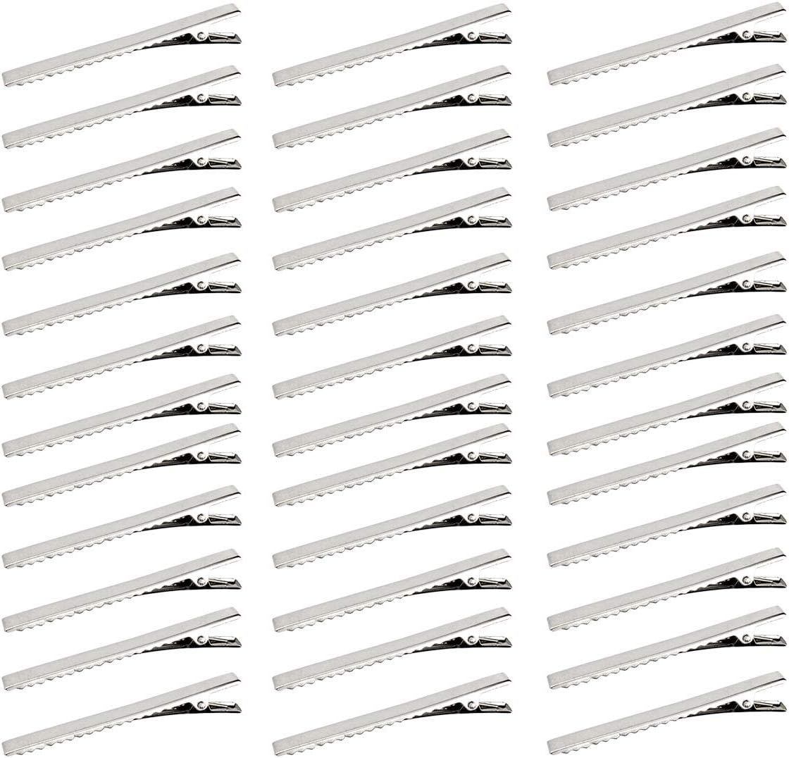 60 Pcs Alligator Curl Clips, Bantoye 3 Inch Flat Single Prong Clips Hair Accessories for Hair Styling, Coloring, Silver