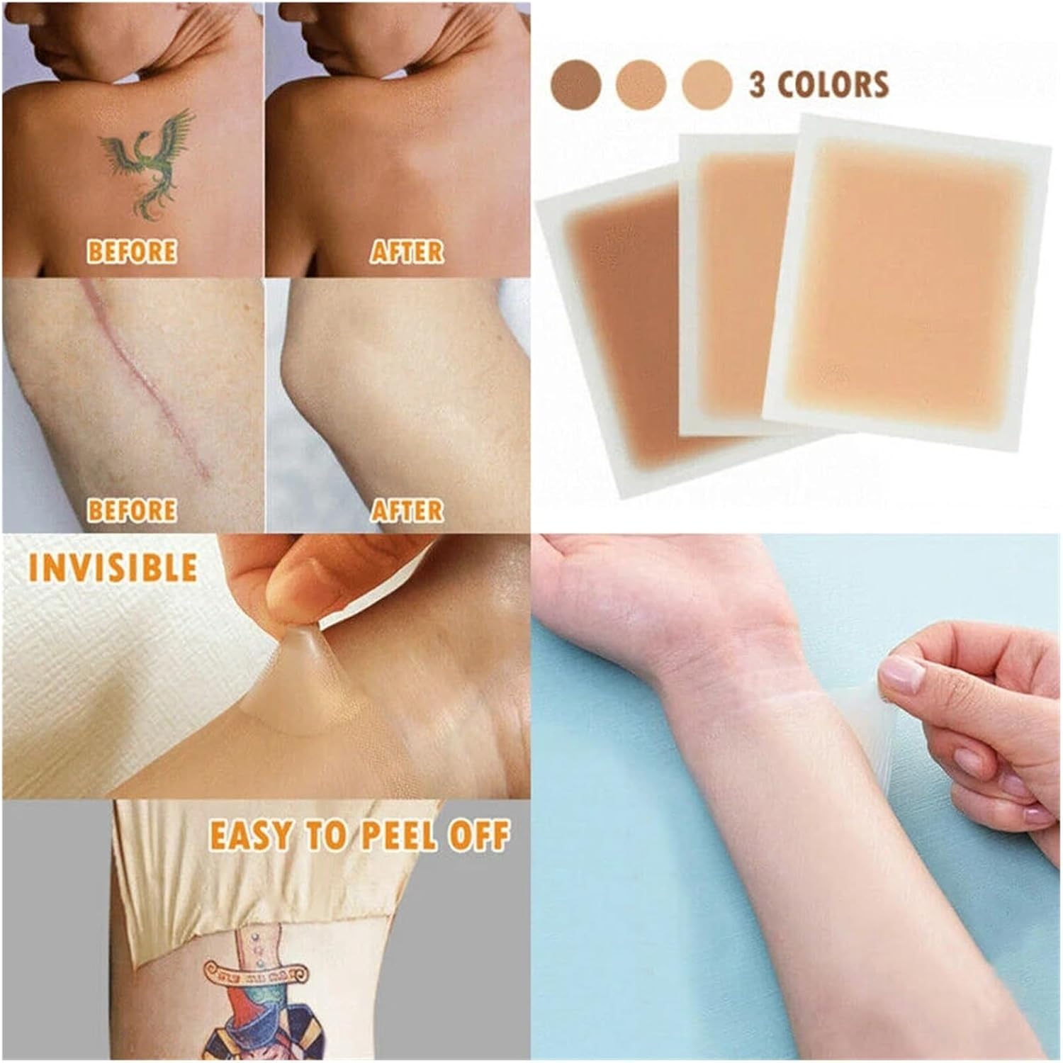 Tattoo Cover Up Patch 12PCS Waterproof Portable Flaw Birthmark Concealing Tape Tattoo Tool(Color 3)