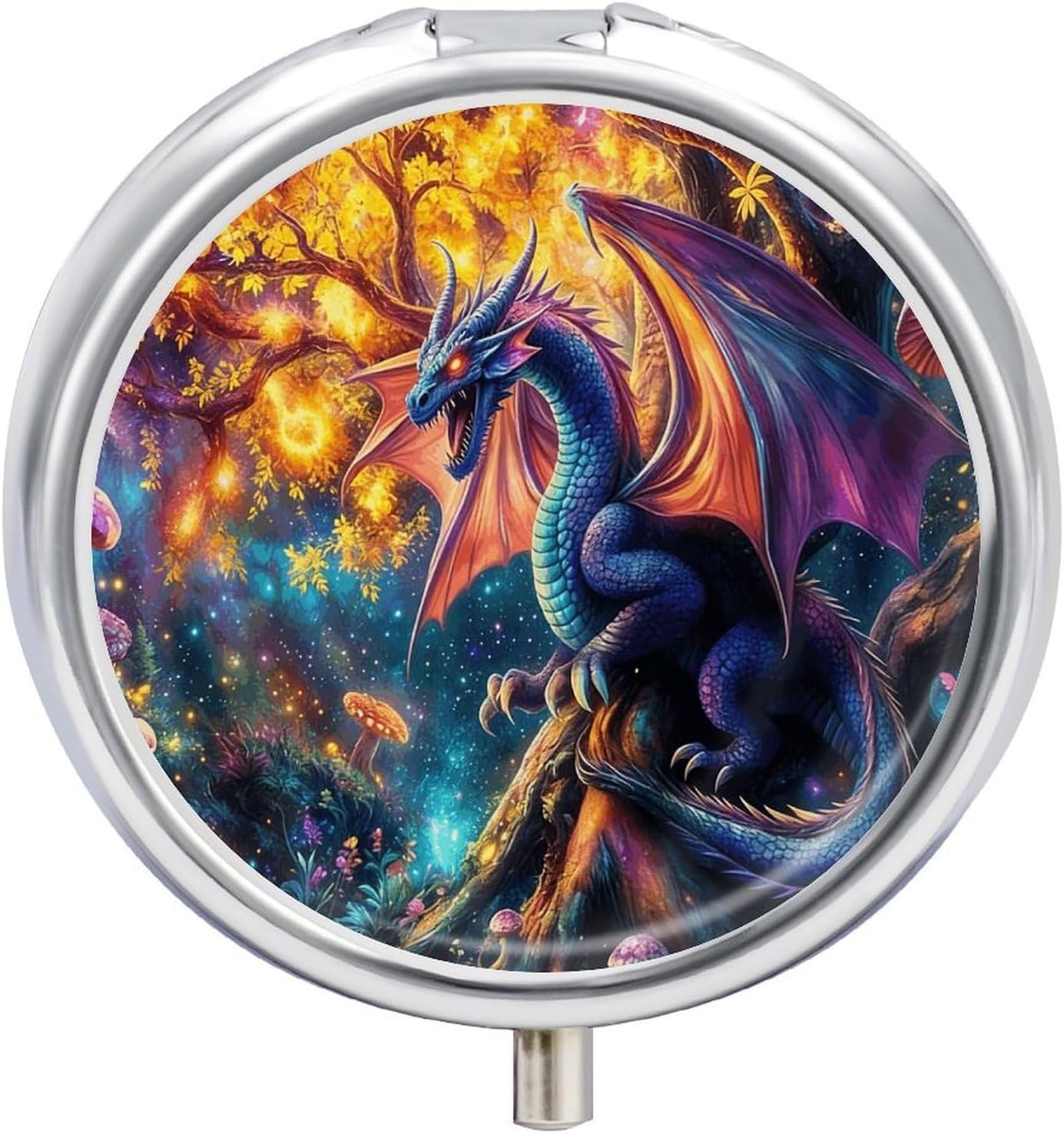 Dragon in The Jungle Travel Pillbox 3 Compartment Pill Organizer