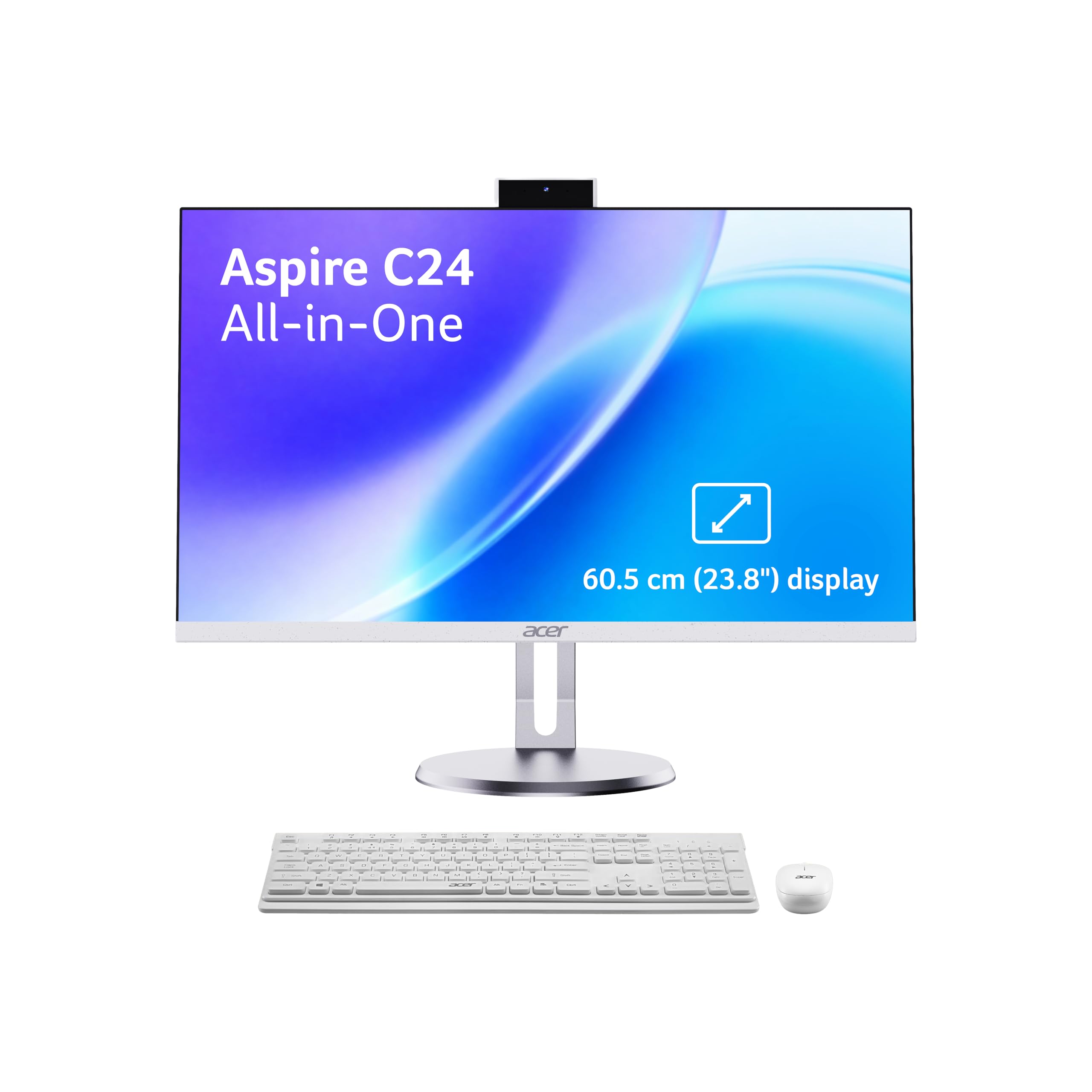 acer Aspire C24 60.5cm (24") Full HD IPS Display All in One (AIO) Desktop Intel Core i5-13420H Processor (Win11 Home/16 GB/512 GB SSD/Microsoft Office) Full HD Webcam, Wireless Keyboard & Mouse
