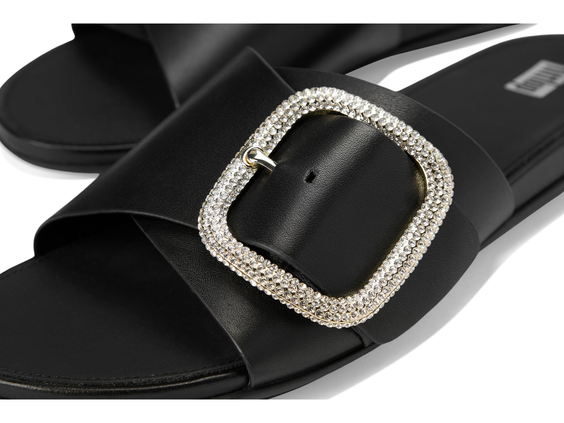Fitflop Damen Gracie Crystal Maxi-buckle Metallic-leather SlidesSandale
