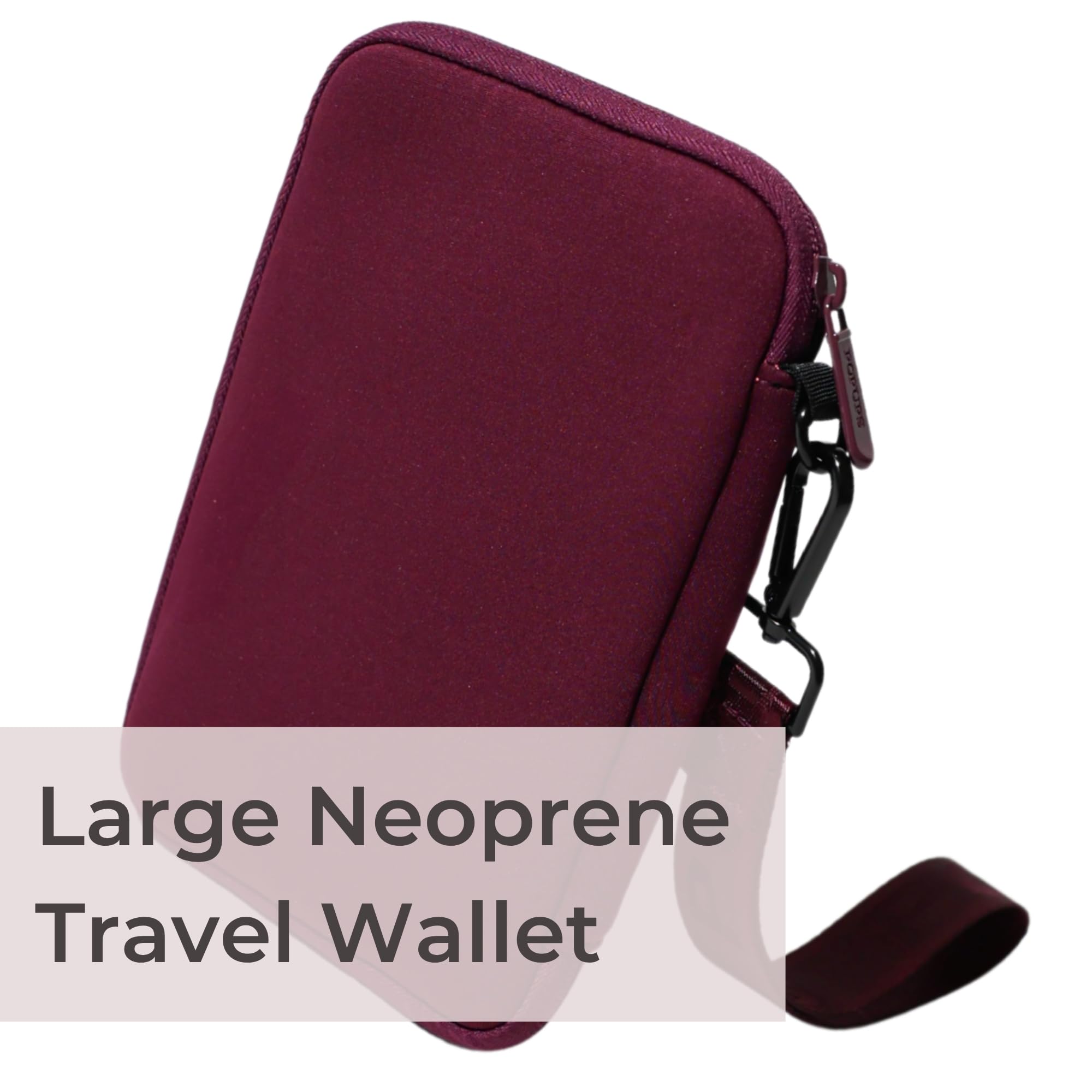 POPUPS Cartera de viaje para pasaporte para mujer, organizador de documentos grande y soporte con pulsera, Baya, Popups Brand Basic - Bolsa grande de neopreno