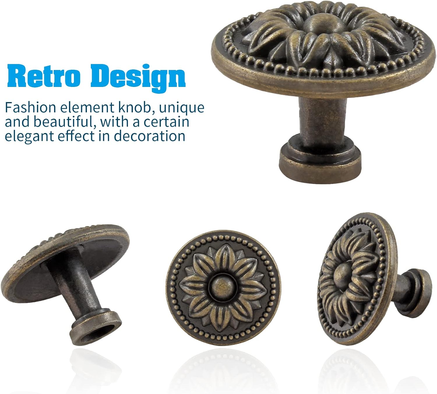 Jiozermi 12 Pack Vintage Dresser Knobs - Bronze, Small Drawer Knobs, Antique Cabinet Pulls