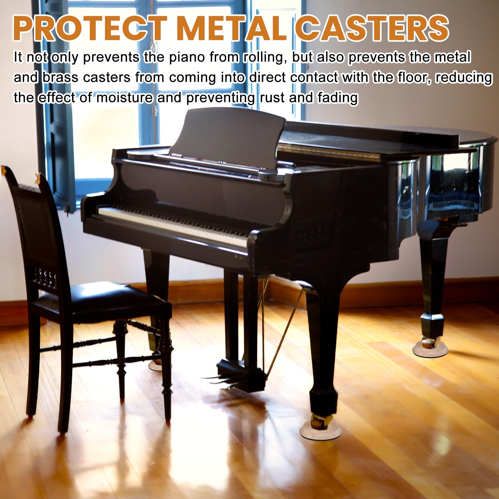 4 posavasos para piano, de madera, redondos, 10 cm de diámetro, para piano, de madera de caucho, para piano, muebles, sofás