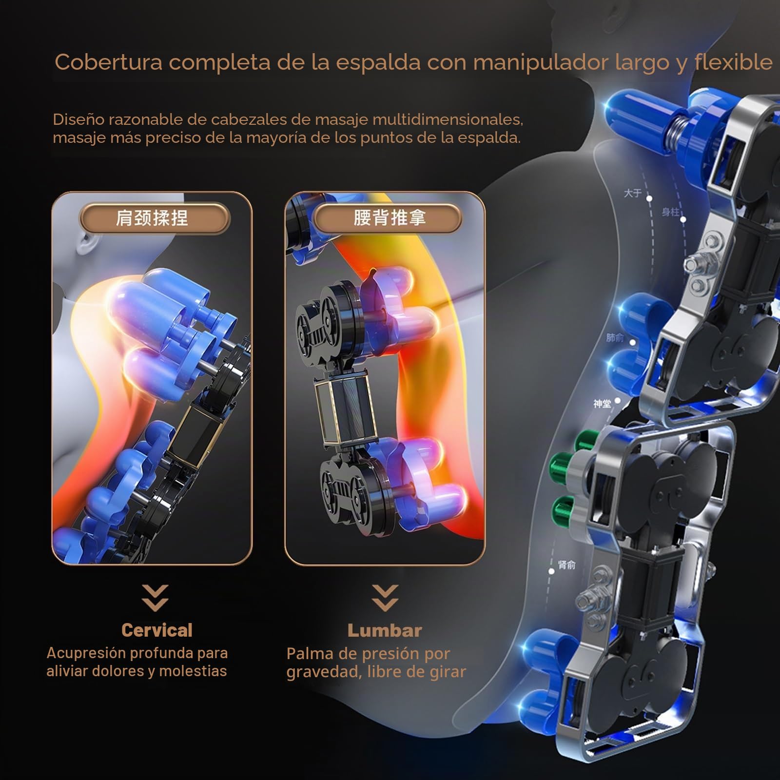 Sillón de Masaje de Cuerpo Entero, Gravedad Cero con Carril SL y Bluetooth Calefacción para Todo El Cuerpo Sillón de Masaje Reclinable Y-12B(Bianco)
