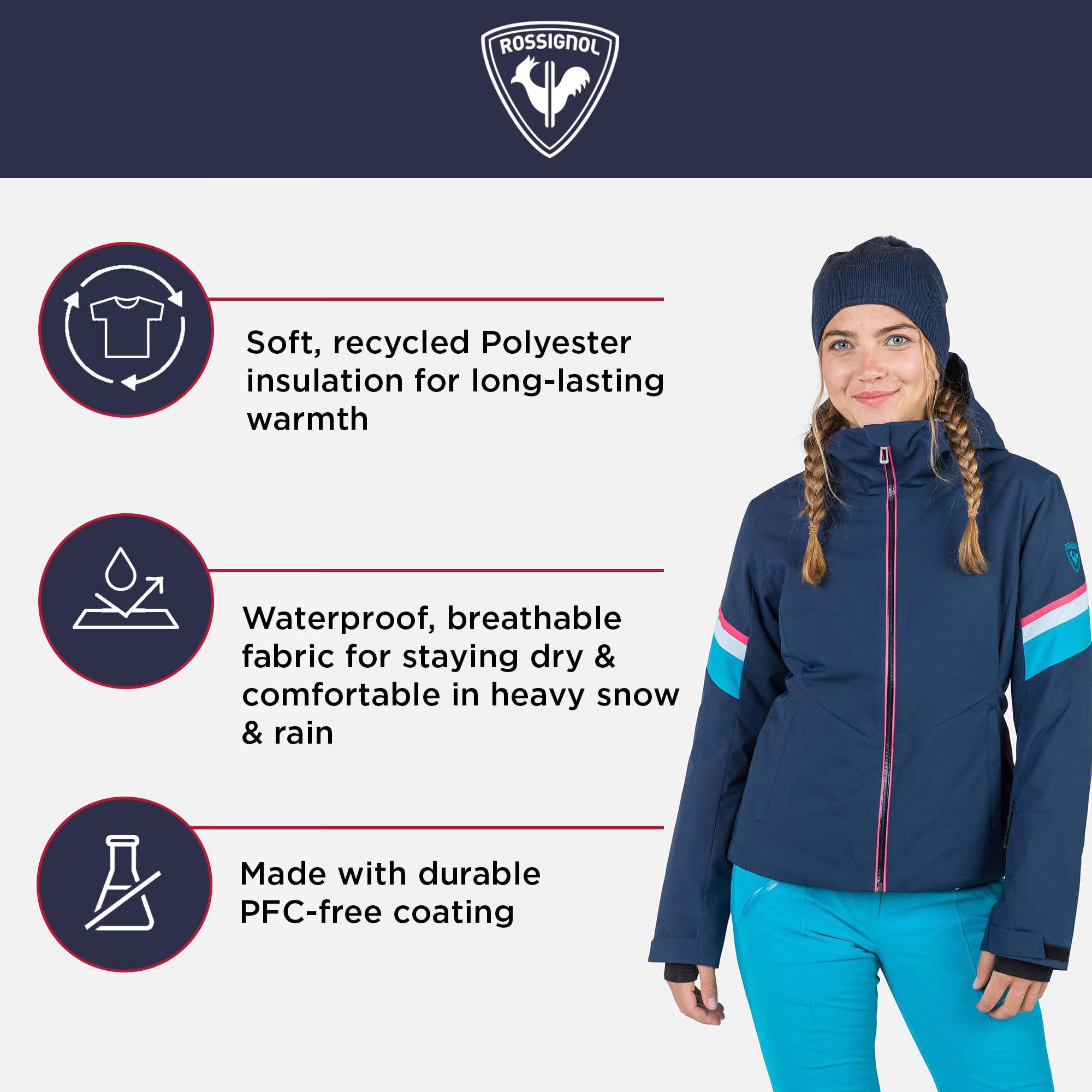Rossignol Kurtka Strawpile – izolowana kurtka narciarska – wodoodporna kurtka snowboardowa dla kobiet