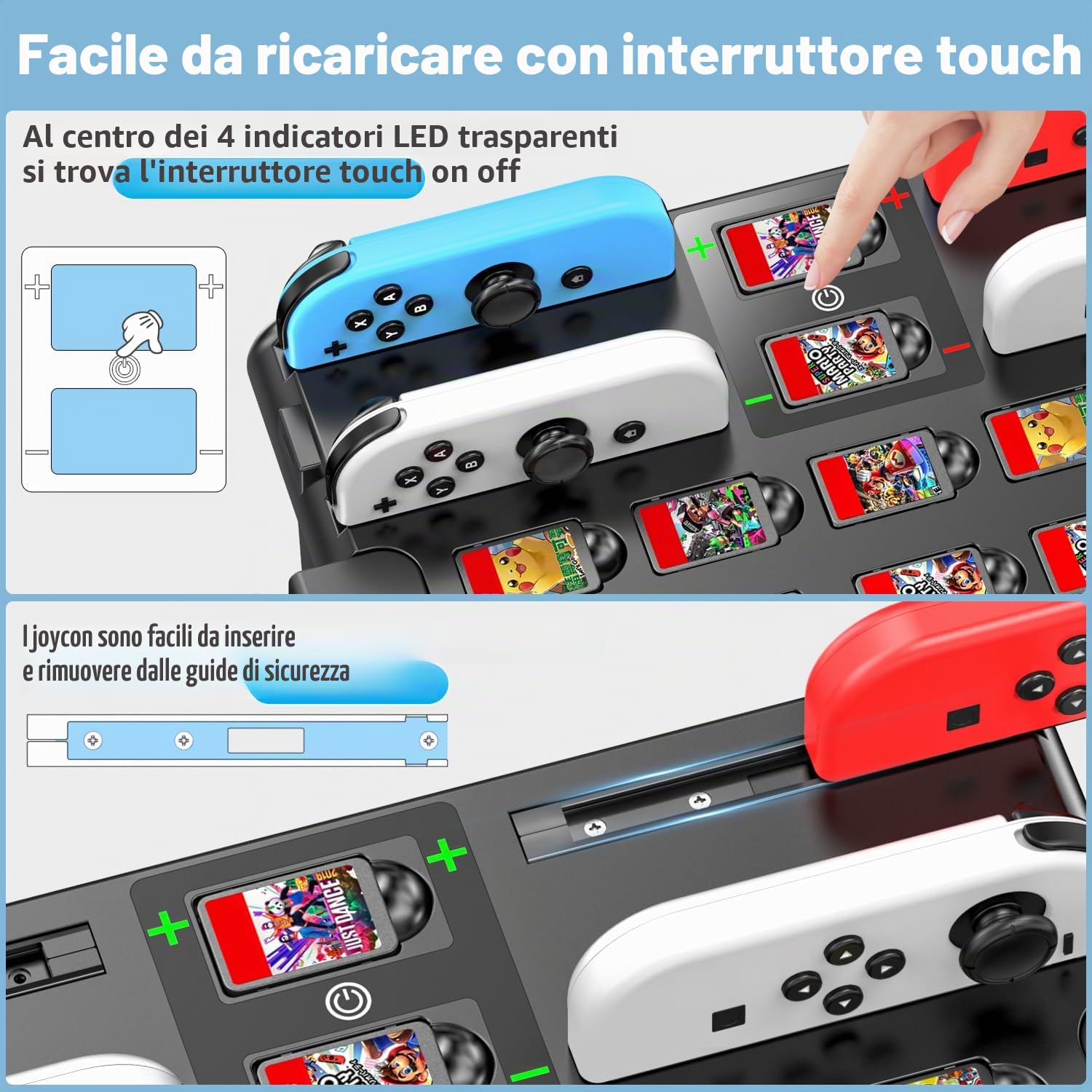 Kytok Supporto al Gioco Torre per Nintendo Switch/OLED, Caricatore per Joycon Switch & Supporto Accessori da Gioco Switch, Multifunzionale Switch Organizer per Gioco, Controller Pro e TV Dock
