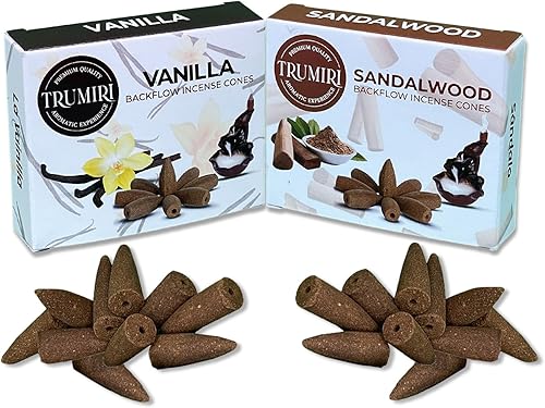 Conos de incienso de reflujo  Paquete combinado de 20 conos de incienso en cascada  10 vainilla + 10 sándalo  Conos de incienso  Conos de incienso