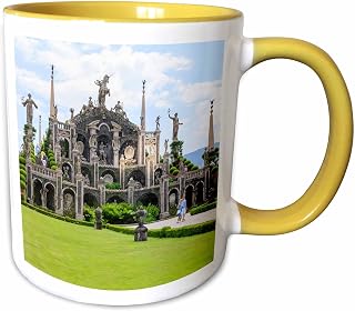3dRose Palazzo Italian Garden Isola Bella. Lago 11oz Two-Tone Yellow Mug