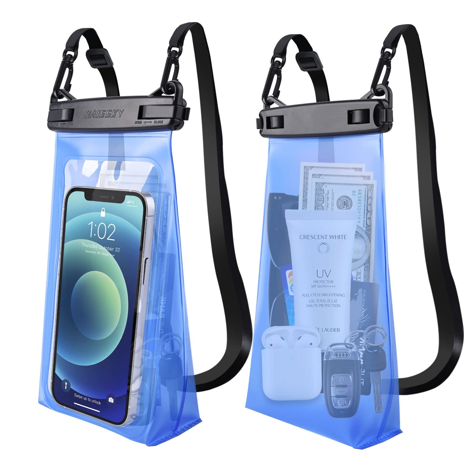 Large Capacity Waterproof Phone Pouch Floating, Waterproof Bag Case for iPhone 15 14 13 12 11 Pro Max X XR 8 Plus Samsung Up to 6.9'', IPX8 Water Proof Phone Dry Bag for Boating Swimming Kayaking, 1P