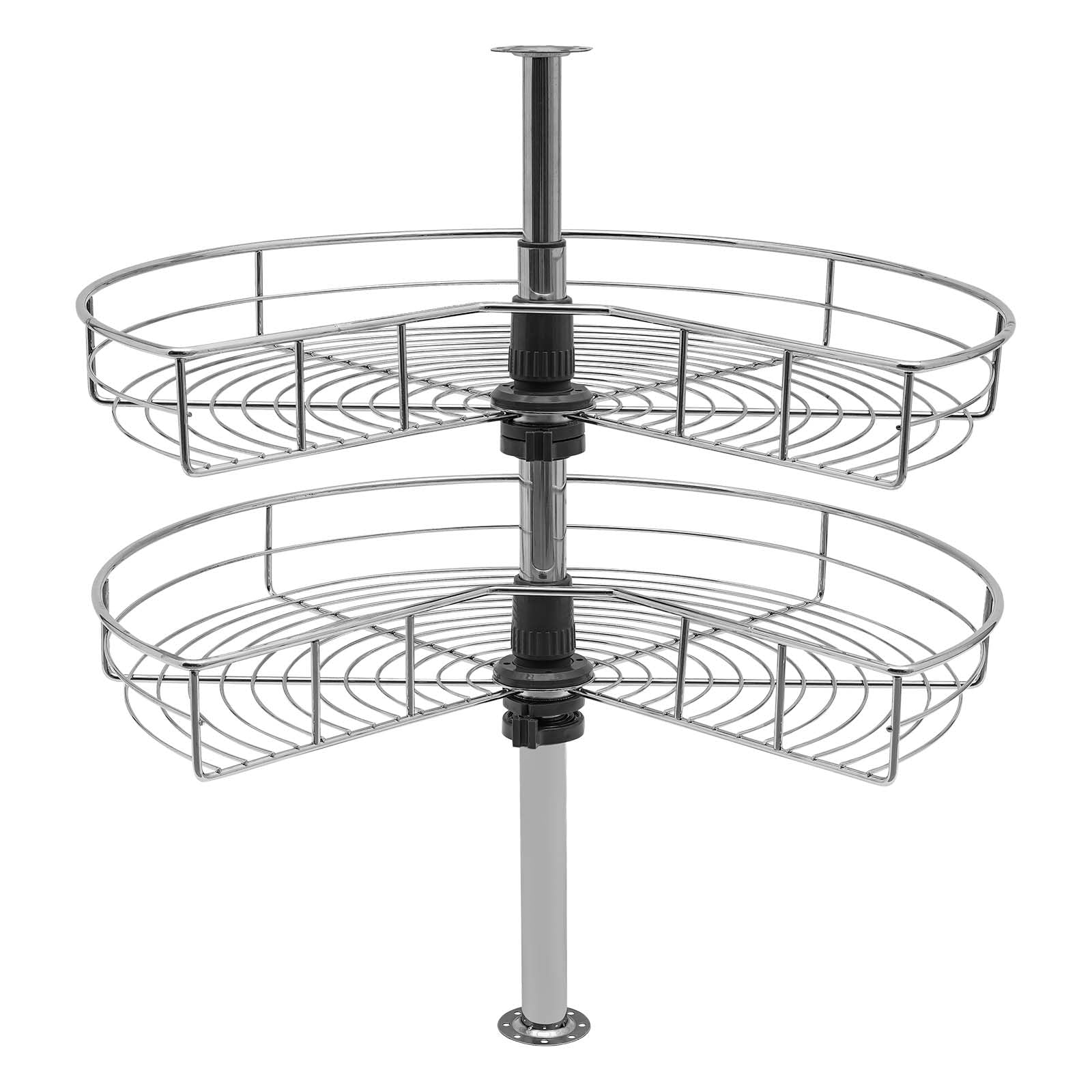 24inch Kidney Shaped Lazy Susan Corner Organizer, 2 Tier Lazy Susan Turntable for Cabinet, 270° Rotating Storage Shelf Rack, Adjustable Height 22-31inch