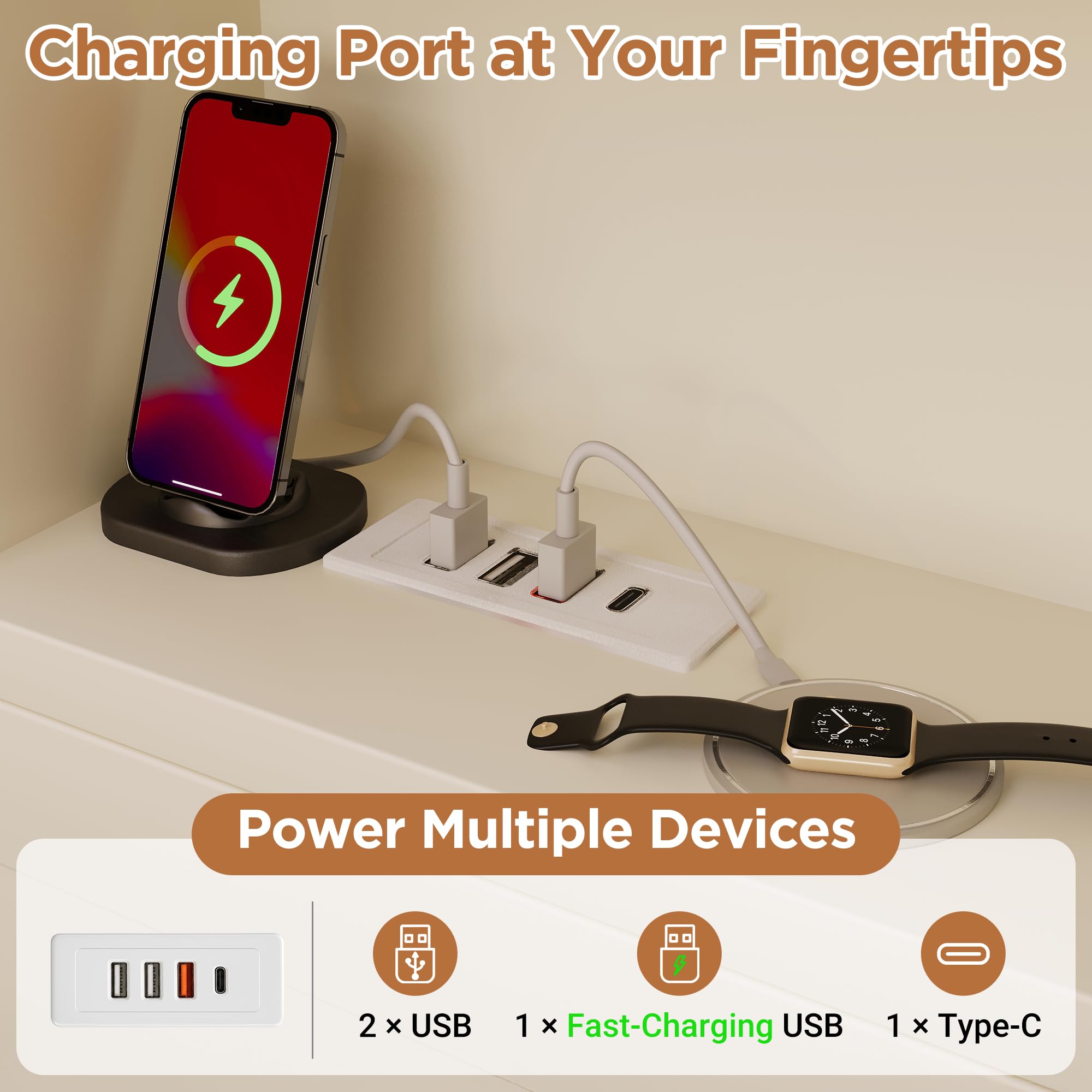 Zepneiy Lit Enfant 140x200 avec LED et USB, Lit Double 140x200 avec Tabouret Queue et tiroirs, avec étagères et sommier à Lattes, pour Adolescent et Enfant, Cadre de en Bois Blanc(sans Matelas)