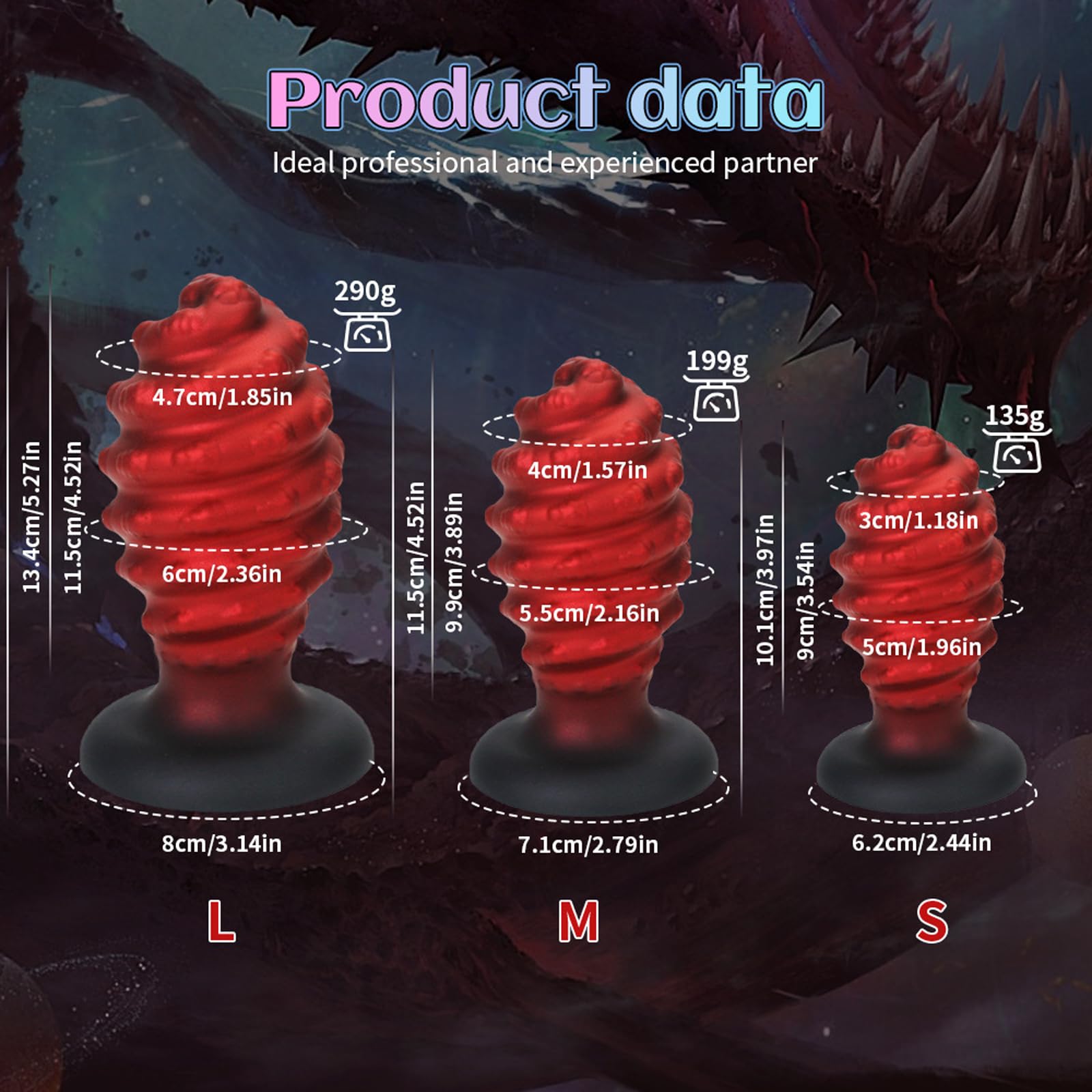 Plug anale a spirale in silicone, dildo anale mostruoso con ventosa, 5 misure, massaggiatore for la prostata, dilatatore anale, giocattolo sessuale for uomini e donne(S+m+l+xl+xxl)