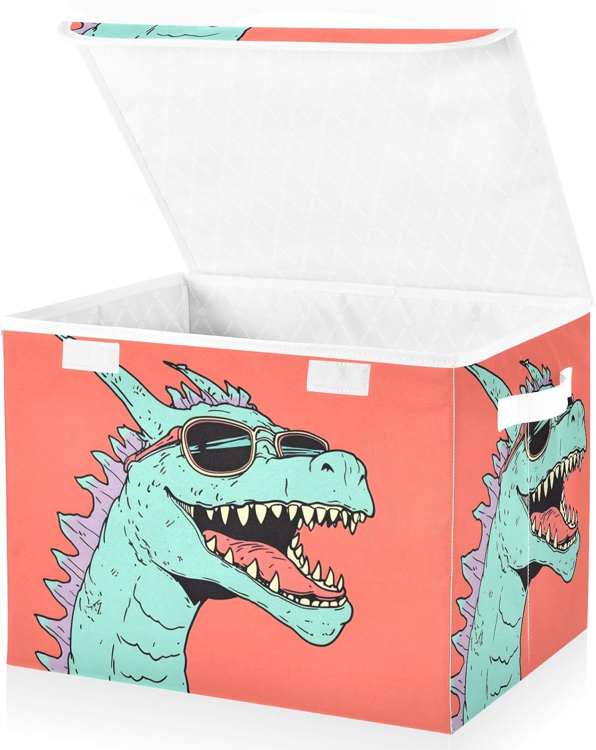 Large Storage Bins Funny Dragon Sunglasses with Linen Foldable Storage Cubes Fabric Closet Organizer Containers box with Flip-Top Lid for Home Office 16.5 x 12.6 x 11.8 IN