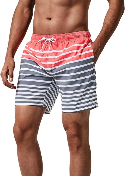 MaaMgic Short de Bain pour Homme Maillot de Bain Rayée avec Poche Séchage Rapide Short de Plage pour Vacance Piscine - 5
