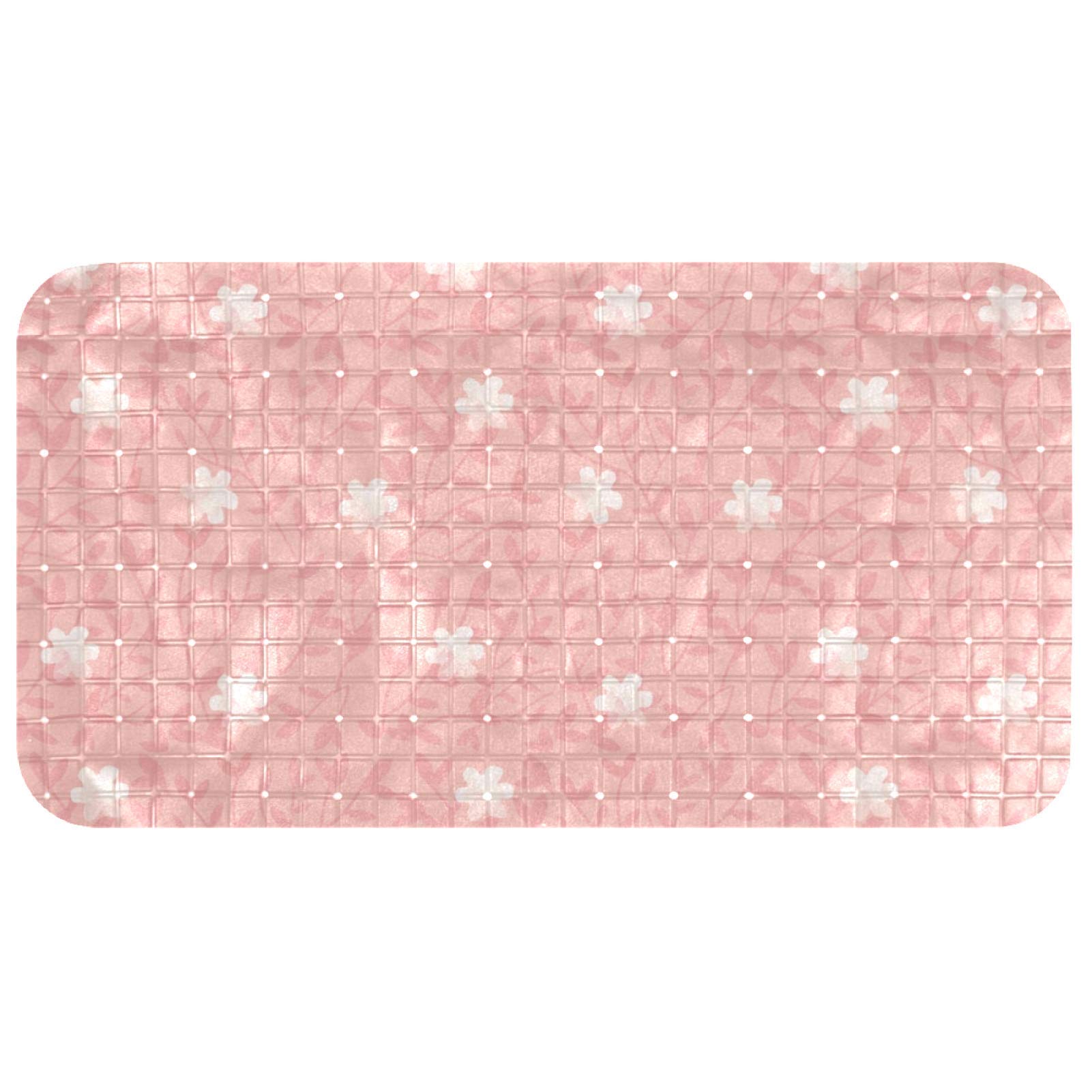 Alfombrilla de ducha Bennigiry rosa para evitar resbalones en la bañera con textura rectangular