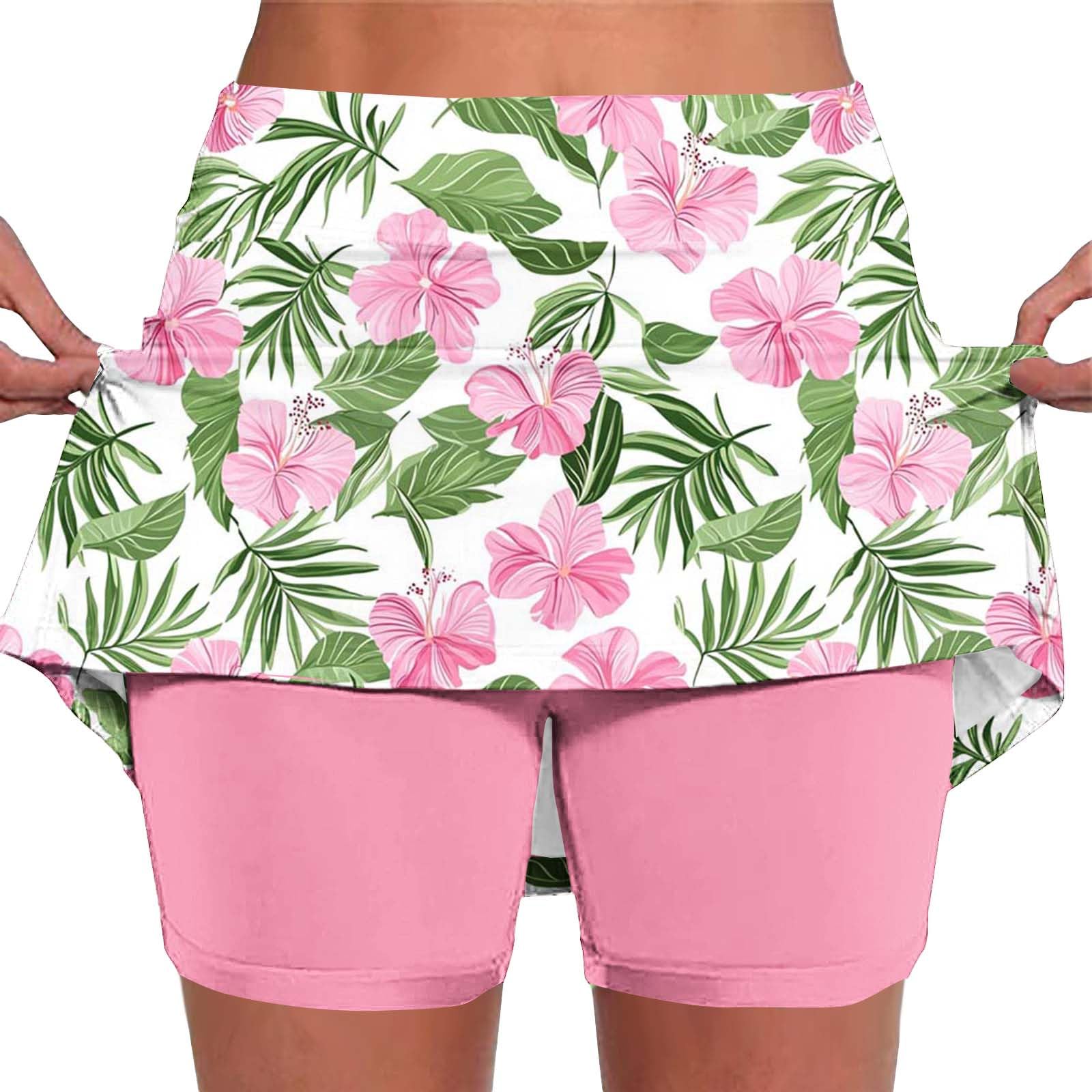 Skorts for Women Plus Size Tummy Control Legging with Skirts Casual High Waist Mini Skirts Athletic Tennis Short — view 14