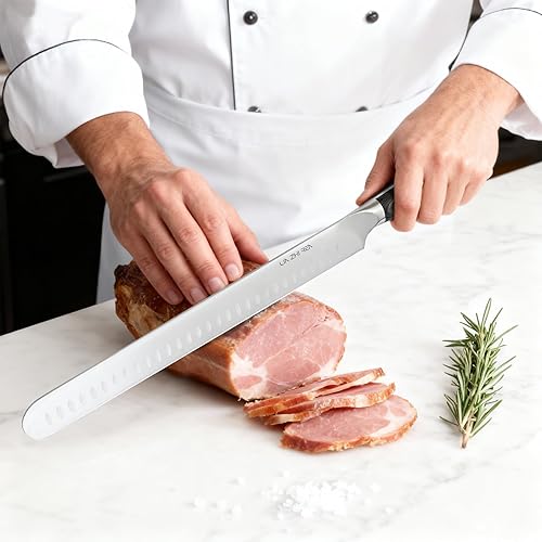 Miniatura 5 de Cuchillo de trinchar - Cuchillo de pechuga premium de 12 pulgadas para cortar carne ahumada, barbacoa y pavo asado - Acero alemán afilado