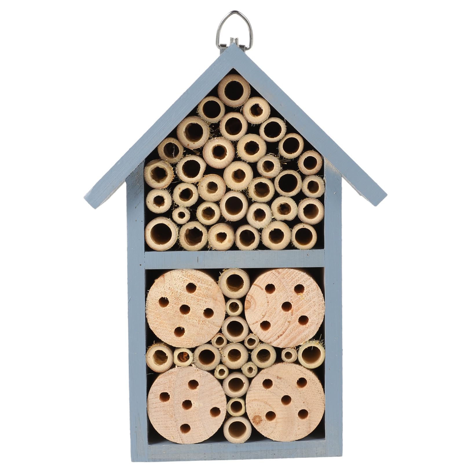 Innestatrice Insetti in Legno Dipinto Blu Rifugio Naturale per Api Solitarie e Insetti Esterni Nido Protetto con Tetto Sicuro per e Orti Appeso