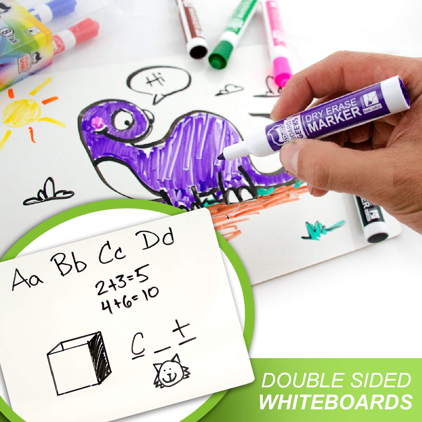 Board Geeks Dry Erase Lapboard 9 x 12 inch Large 25 Pack double-sided Whiteboard - White boards set great for Teachers, Students, Children, Classroom and school supplies for kids : Office Products