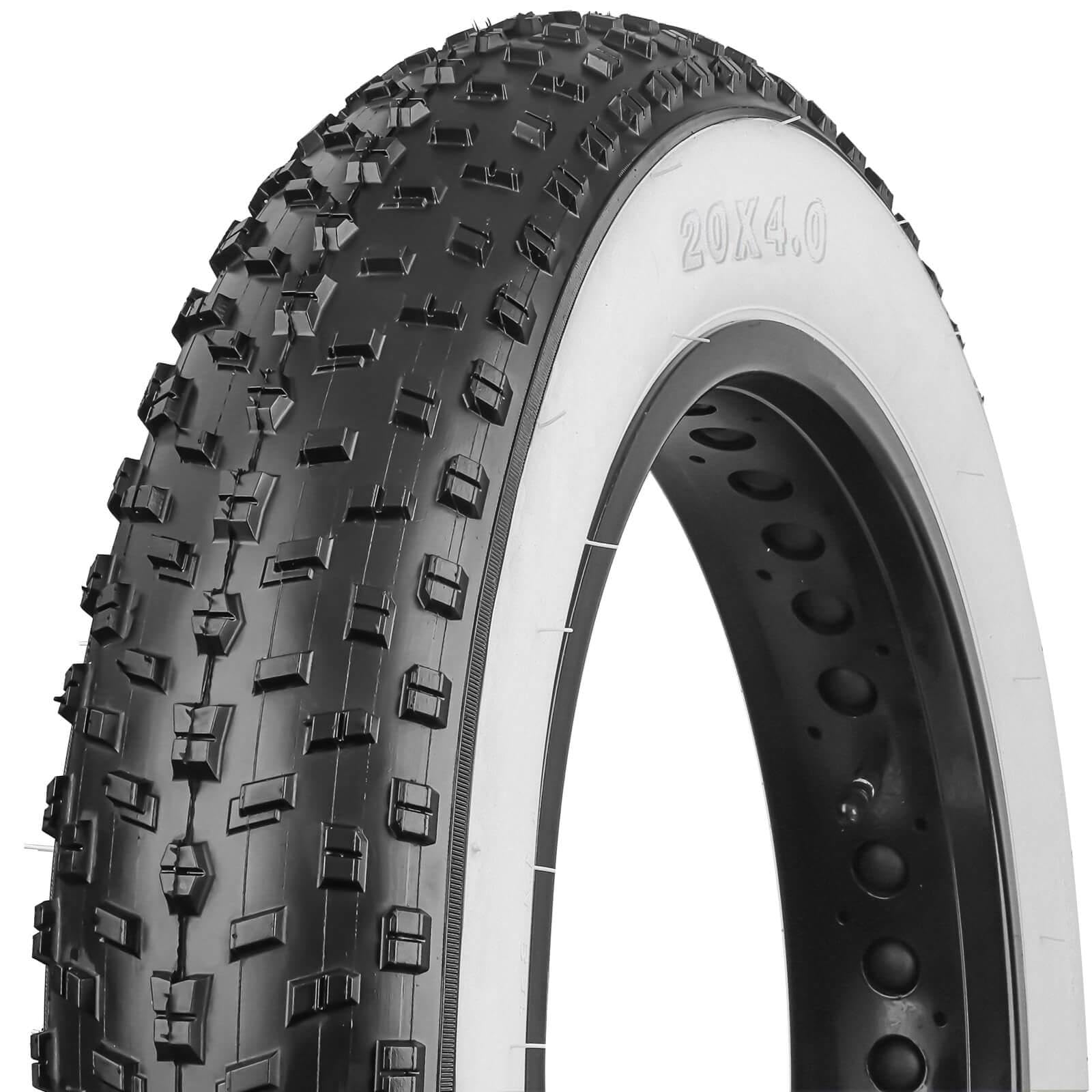 Copertoni Fat Bike 20x4.0 + Camere D'aria – Per E-bike, Mtb, Tassellato, Fascia Bianca, Rigido