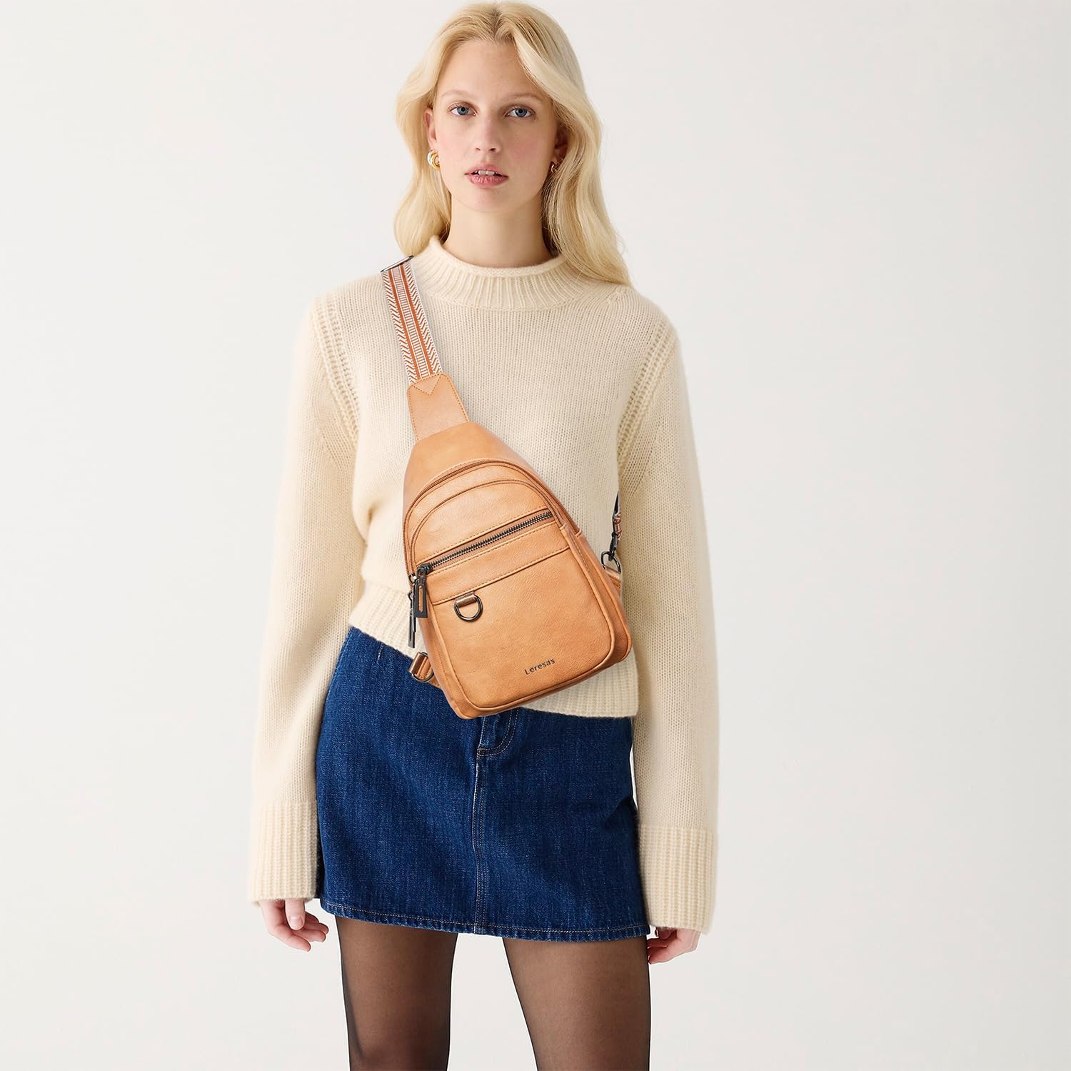 7L Sling Bag for Women Men Vegan Leather Crossbody Bags Fanny Pack Purse Backpack Over Shoulder Bag Travel Anti Theft - Image 2