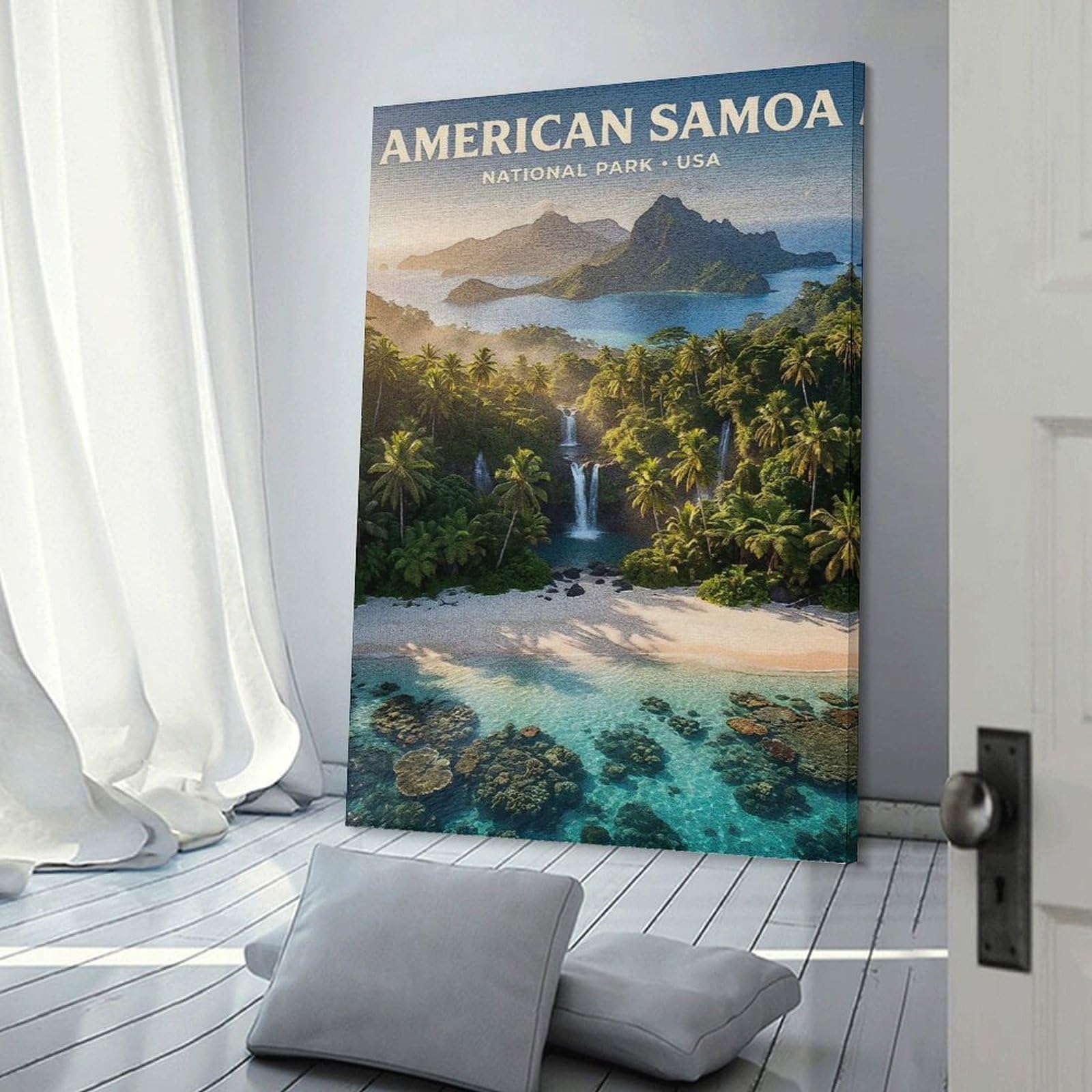 Junmoney American Samoa National Park Canvas Art Print, 24x36inch(60x90cm), for Hallway, Bedroom Or Modern Interiors, A Wall Art Gift for Fresh Interiors