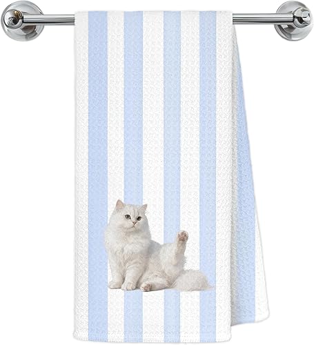 Exqcom White Cat Kitchen Towels, Cat Lovers Mom Gifts Dish T