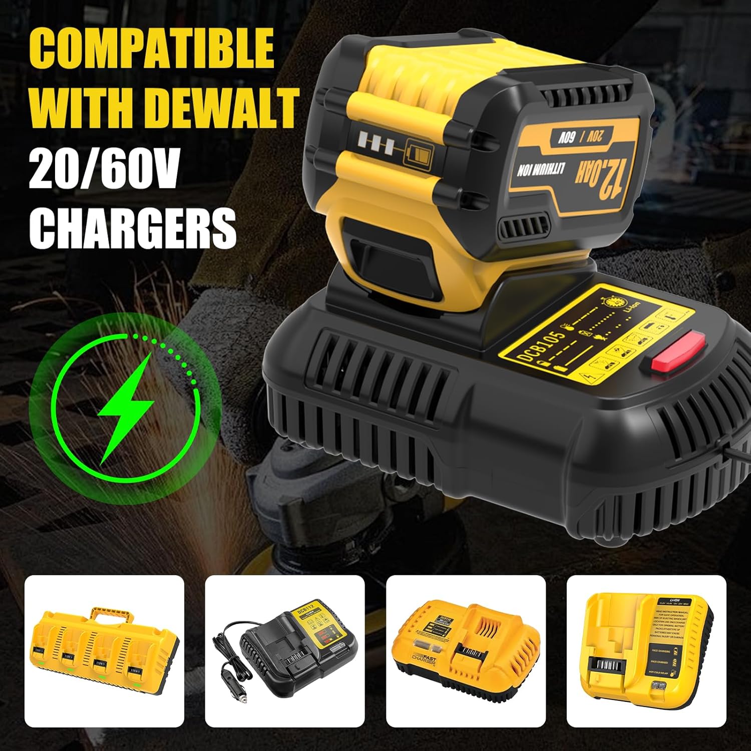 2 Packs 12000mAh DCB612-2 Battery Replacement for Dewalt 20V/60V Flexvolt Battery Compatible with Dewalt 60 Volt Max Batteries Lithium ion DCB612 DCB609 DCB606