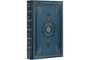 DROFELY Decorative Book Box, Vintage Style Faux Leather Embossing, Fake Book Storage Box, Dark Blue