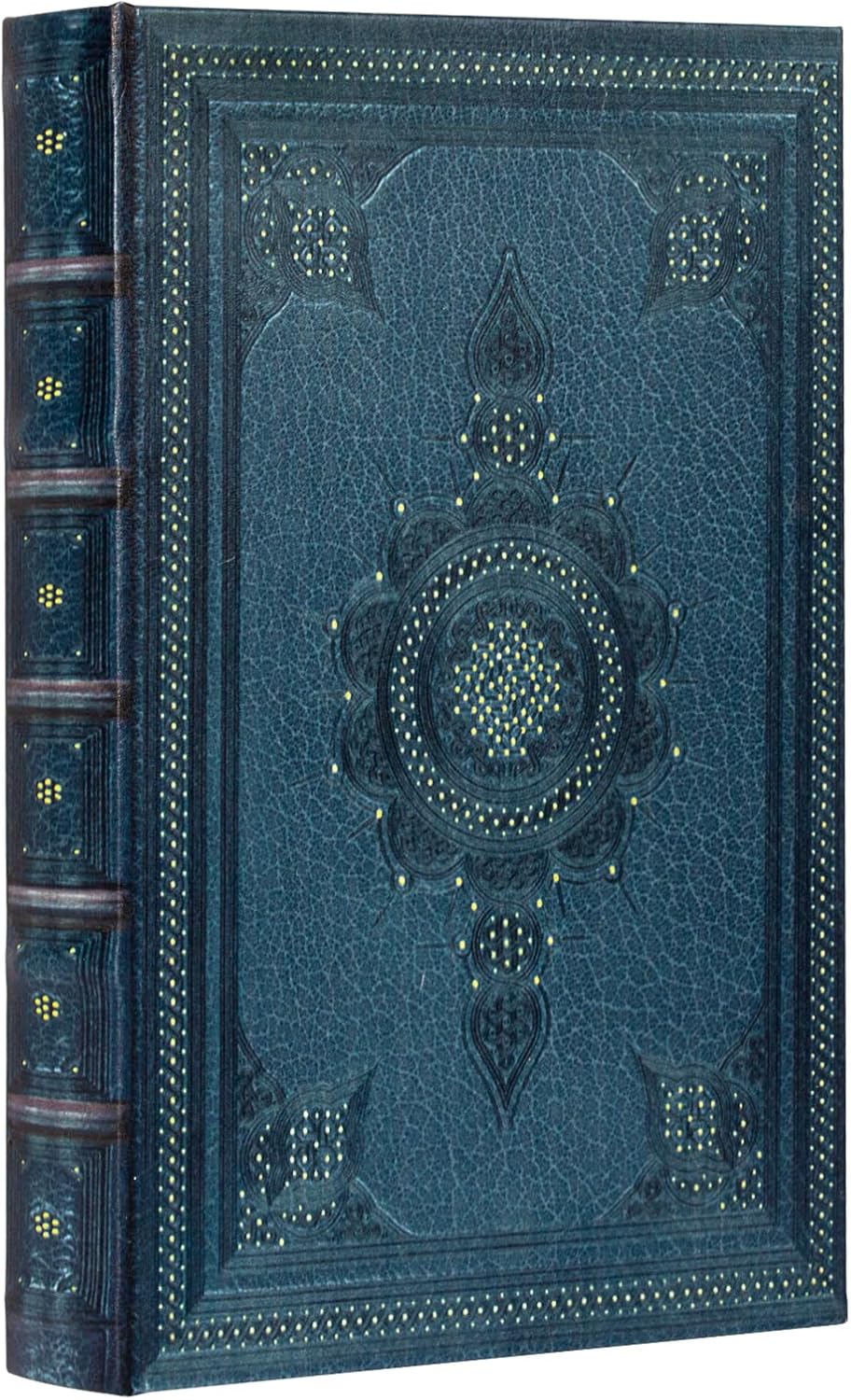 Decorative Book Box Vintage Style Fake Book Dark Blue Faux Leather Embossing Box,Vintage Storage Box 2-03