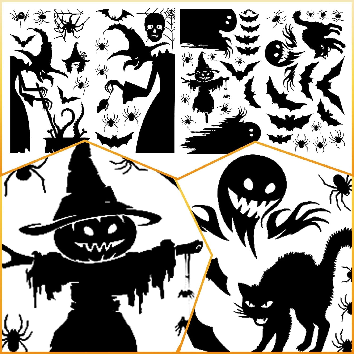 Halloween Window Silhouette, Witch Window Clings