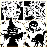 Vista 7 de Decoración de ventana de Halloween, silueta de ventana grande de Halloween, bruja aterradora de Halloween, calcomanías de Halloween para el hogar
