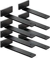 Vista 1 de 8 Pack Shelf Brackets 10 Inch Floating Shelf Bracket 1/5 inch Thick Heavy Duty Hidden Shelf Brackets Iron Metal Brackets for Shelf Support with